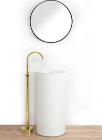 Смеситель для раковины Rea Ortis напольный однорычажный золото REA-B4890