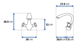 Змішувач для раковини Rea Retro двовентильний чорний REA-B0225
