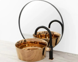 Смеситель для раковины Rea Salto однорычажный черный/розовое золото REA-B6351