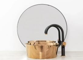 Смеситель для раковины Rea Salto однорычажный черный/розовое золото REA-B6351