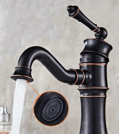 Смеситель для раковины Rea Vintage однорычажный черный REA-B0226