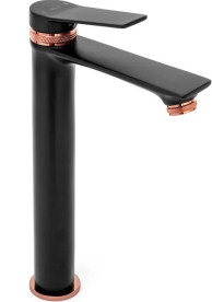 Змішувач для раковини Rea Viral одноважільний чорний/рожеве золото REA-B2026