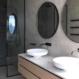 Смеситель для раковины Rea Viva настенный однорычажный черный REA-B0231