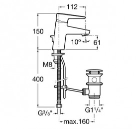Смеситель для раковины Roca Esmai однорычажный с донным клапаном хром A5A3031C00