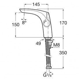 Смеситель для раковины Roca Insignia с боковым рычагом и донным клапаном click-clack латунь хром A5A323AC00
