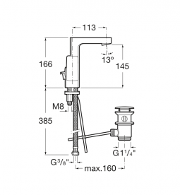 Смеситель для раковины Roca L90 с боковым рычагом и донным клапаном хром A5A4001C00