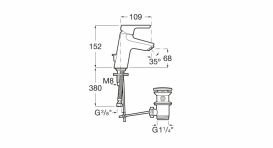 Змішувач для раковини Roca Malva змішувач Cold Start з донним клапаном латунь хром A5A303BC00
