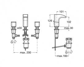 Змішувач для раковини Roca Thesis двухвентильний на 3 отвори хром A5A4450C00