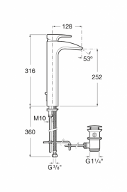 Змішувач для раковини Roca Thesis з донним клапаном хром A5A3450C00