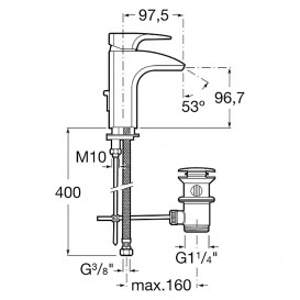 Змішувач для раковини Roca Thesis з гідрозатворів хром A5A3050C00