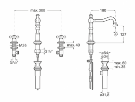 Смеситель для раковины с центральным изливом Roca Carmen донный клапан click-clack латунь хром A5A444BC00