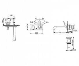 Смеситель для раковины TOTO Classic настенный однорычажный золото DLB308#PG