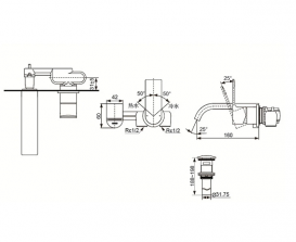 Змішувач для раковини TOTO Сontemporary настінний на 2 отвори одноважільний хром DLB310