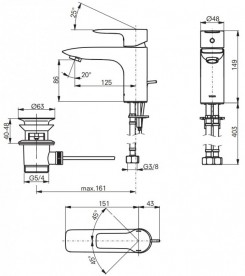 Смеситель для раковины TOTO MH однорычажный хром VL10048С