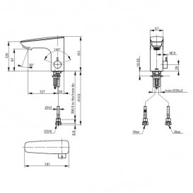 Смеситель для раковины TOTO Public  врезной автоматический с термостатом хром TEXN20ALV300R