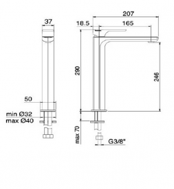 Смеситель для раковины Treemme Hask однорычажный матовый черный 6A18NN