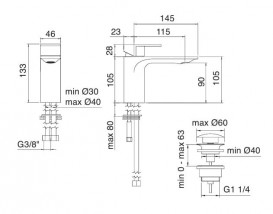 Змішувач для раковини Treemme Ran змішувач матовий чорний 2210NN