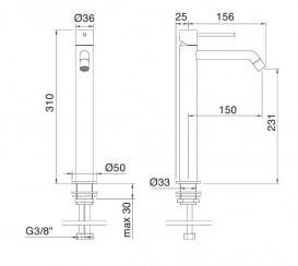 Смеситель для раковины Treemme UP однорычажный хром 5718CC