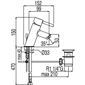 Змішувач для раковини Tres Alplus одноважільний з донним клапаном хром 20310301D