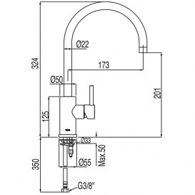 Змішувач для раковини Tres Alplus одноважільний хром 20340301
