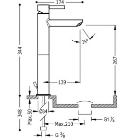 Змішувач для раковини Tres Alplus високий одноважільний хром 20320701