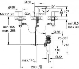 Смеситель для раковины Grohe BauEdge двухрычажный хром 20197000