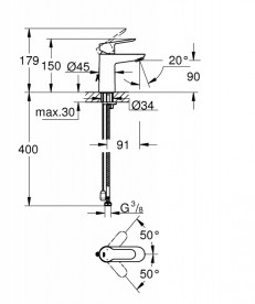 Смеситель для раковины Grohe BauEdge однорычажный хром 23329000