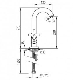 Змішувач для раковини Tres Bimax-Tres двухвентильний хром 163103
