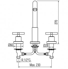 Змішувач для раковини Tres Bimax-Tres двухвентильний хром 168105