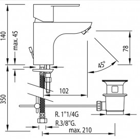 Змішувач для раковини Tres BM-Tres одноважільній хром 117103DA