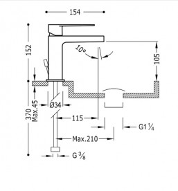 Змішувач для раковини Tres Class-Tres одноважільній хром 20510301D