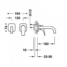 Змішувач для раковини Tres Canigo настінний одноважільний хром 21730001