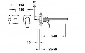 Змішувач для раковини Tres Canigo настінний одноважільний хром 21730004