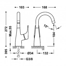 Змішувач для раковини Tres Canigo Plus одноважільний хром 21830802