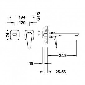 Смеситель для раковины Tres Canigo Plus настенный однорычажный хром 21830004