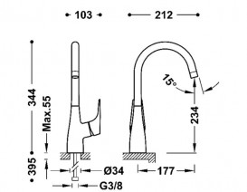 Змішувач для раковини Tres Canigo одноважільний хром 21830811