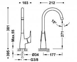 Смеситель для раковины Tres Canigo Plus XXL однорычажный хром 21830813