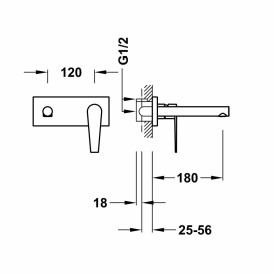 Смеситель для раковины Tres Class-Tres настенный однорычажный хром 20530011