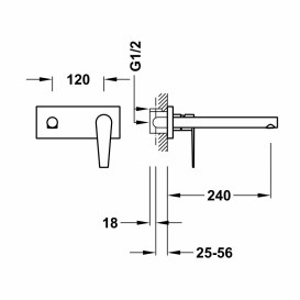 Змішувач для раковини Tres Class-Tres настінний одноважільний хром 20530012