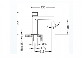 Змішувач для раковини Tres Class нажімной з таймером хром 20511201