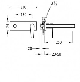 Змішувач для раковини Tres Class-Tress настінний одноважільний хром 20520001