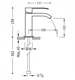 Смеситель для раковины Tres Cuadro colors однорычажный черный матовый 00610101NM