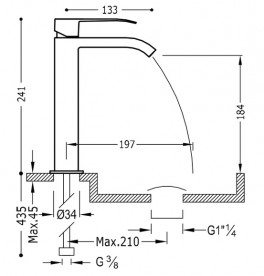Змішувач для раковини Tres Cuadro colors одноважільний чорний/хром 00661001NE