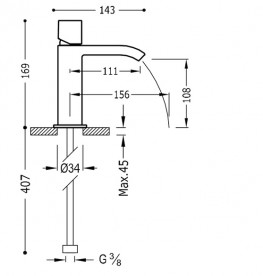 Смеситель для раковины Tres Cuadro colors однорычажный черный/хром 00611002NE