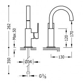 Смеситель для раковины Tres Cuadro сolors однорычажный золото 00660502OR