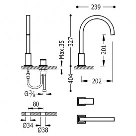 Смеситель для раковины Tres Cuadro сolors консольный однорычажный сталь 00610503AC