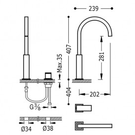 Змішувач для раковини Tres Cuadro colors консольний одноважільний золото матовий 00610504OM
