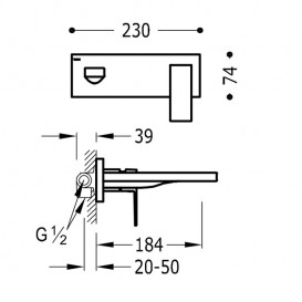 Смеситель для раковины Tres Cuadro сolors настенный однорычажный сталь 00620003AC
