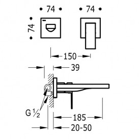 Змішувач для раковини Tres Cuadro colors настінний одноважільний золото матовий 00620012OM