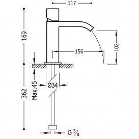 Смеситель для раковины Tres Cuadro Tres однорычажный с каскадным изливом хром 00610102